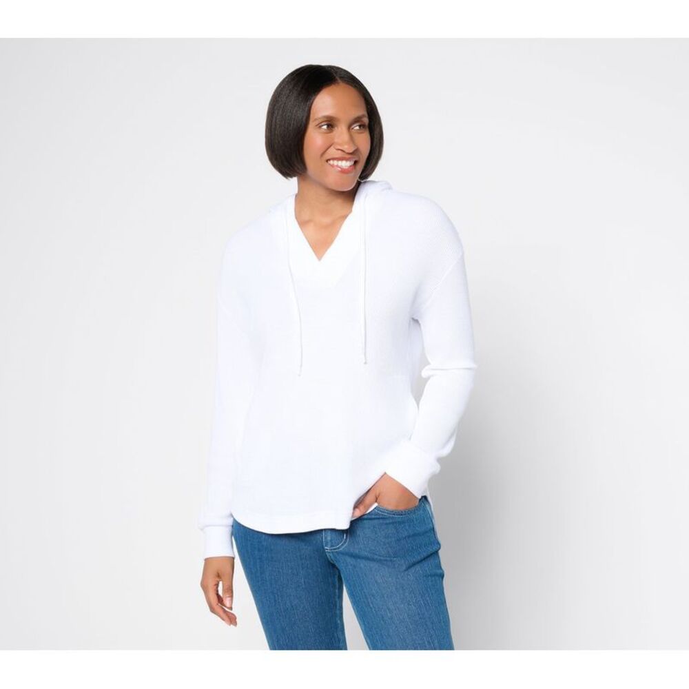 Belle by Kim Gravel Women's Top Sz L Make Your Vintage White Melange A724063